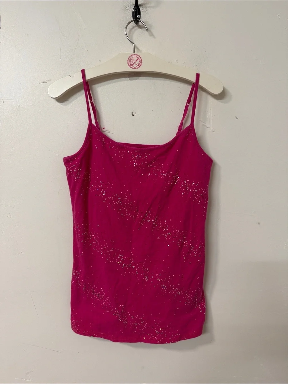 Justice Hot Pink Glitter Spaghetti Strap Camisole